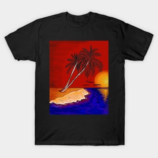 Palm and the Beach Retro T-Shirt